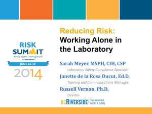 Reducing Risk Working Alone in Labs PPT