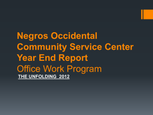 Negros Occidental Community Service Center 2012 Report