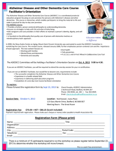 ADODCC Facilitators Orientation - Alzheimer Disease and Other