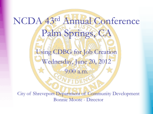 Using CDBG for Job Creation - City of Shreveport, LA