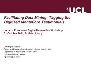 Tagging the digitized Montefiore Testimonials