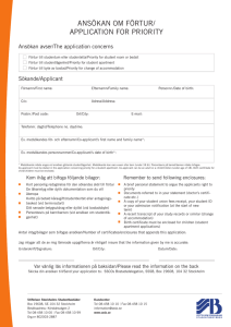 ANSÖKAN OM FÖRTUR/ APPLICATION FOR PRIORITY