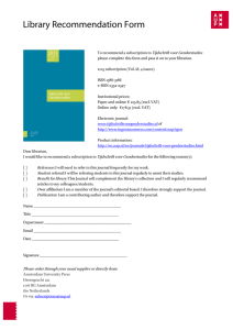 Library Recommendation Form - Amsterdam University Press