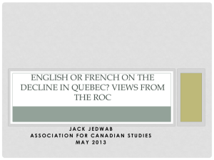 English or French: Which is on the decline in Quebec