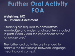 IB Language & Literature: Further Oral Activity (FOA) Guide