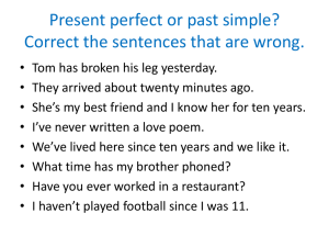 Present Perfect vs. Past Simple Worksheet