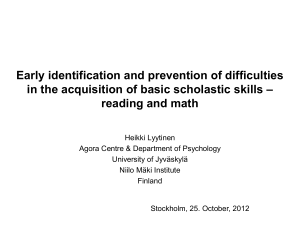 Early Reading & Math Difficulties: Identification & Prevention