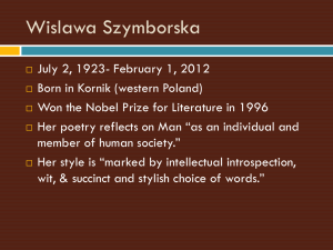 Wislawa Szymborska: Life, Poetry, and Literary Conventions