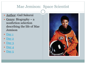 Mae Jemison: Space Scientist - Lesson Plan