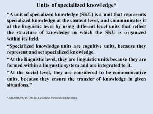 Units of Specialized Knowledge (SKUs) Presentation