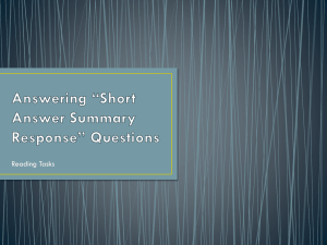 Short Answer Summary Response Guide