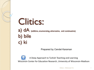 Presentation on clitics - Deep Approach to Turkish Teaching and