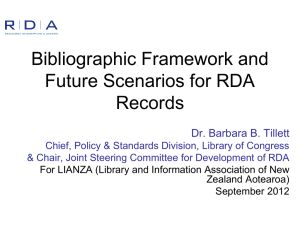 Bibliographic Framework and Future Scenarios for RDA Records