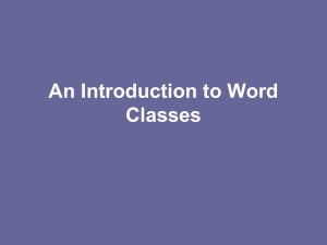 Word Classes: An Introduction to English Grammar
