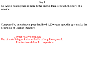 Beowulf Grammar Worksheet: Correcting Errors