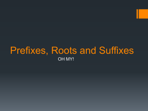 Prefixes, Roots, Suffixes: Vocabulary Building Presentation