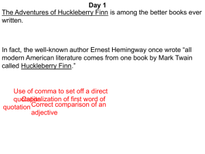 Huckleberry Finn: Grammar & Writing Worksheet