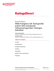 MKB Fastighets AB: Ratingutsikt positiv efter minskande