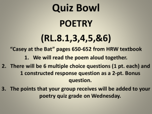 Casey at the Bat Quiz: Poetry Analysis for Middle School