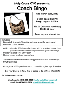 Holy Cross CYO presents: Coach Bingo