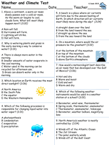 Weather and Climate Test for Middle School