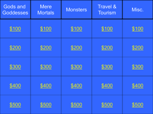 The Odyssey Jeopardy Game: Gods, Mortals, Monsters