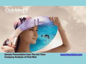 Company Analysis of Club Med Presentation
