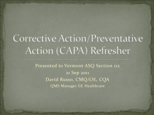 CAPA Refresher: Corrective & Preventive Action in QMS