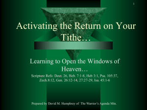 Activating the Return on Your Tithe…