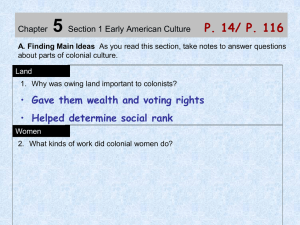 Early American Culture: Land, Women, Education & Awakening