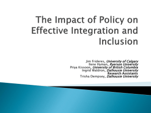The Impact of Policy on Effective Integration and Inclusion