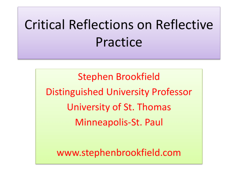 Critical Reflections on Reflective Practice