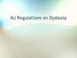 NJ Regulations on Dyslexia