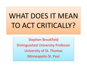 WHAT DOES IT MEAN TO BE CRITICAL?