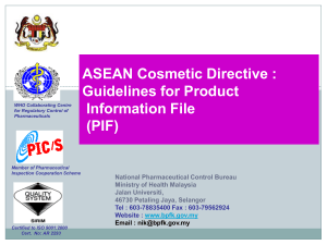 ASEAN Cosmetic Directive: Product Information File (PIF) Guidelines