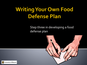 Food Defense Plan: Steps to Develop & Implement