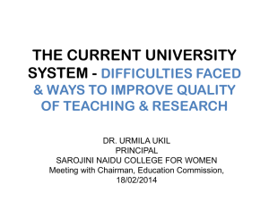 University System Improvement: Teaching & Research Quality