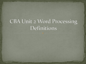 CBA Unit 2 Word Processing Definitions
