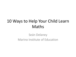 Principals Leading Numeracy for Parents, 2012