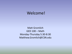 and Introduction to the Course - GromlichGED