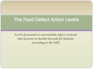 The Food Defect Action Levels - Canon