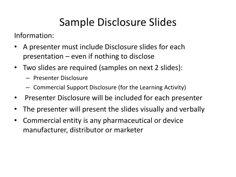 presentation and disclosure meaning