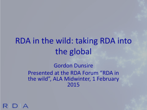 RDA in the Wild: Taking RDA into the Global