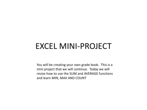 Excel Grade Book Project: SUM, AVERAGE, MIN, MAX