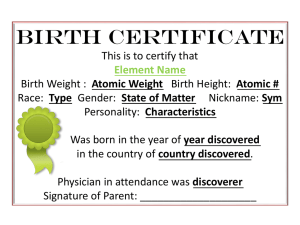 Element Birth Certificate