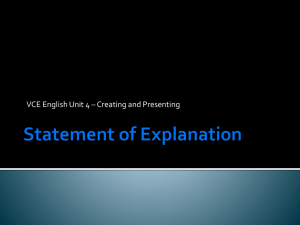 VCE English Unit 4: Statement of Intention Guide