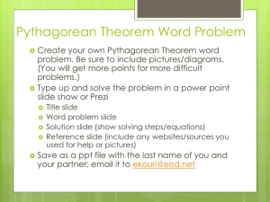 Pythagorean Theorem Word Problem Assignment Instructions