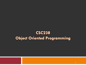 CSC238 Object Oriented Programming Course Syllabus
