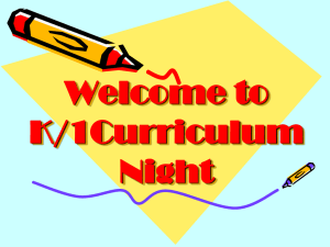 Welcome to K/1Curriculum Night