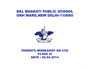 CCE Class IX Parents Workshop: Assessment & Grading